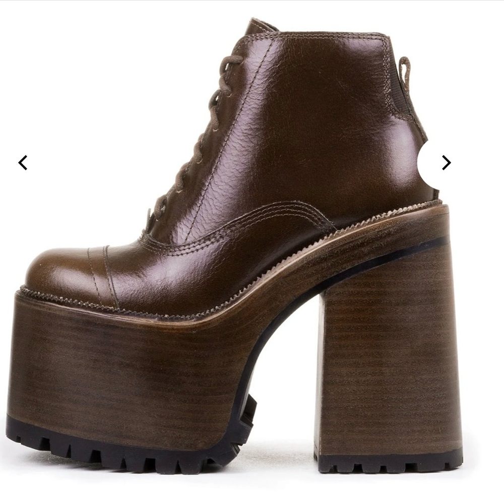 Jeffrey Campbell Takeoff Brown Leather Platform Boots
